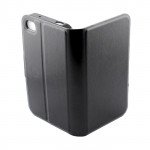 Wholesale iPhone 4S 4 Slim Flip Leather Wallet Case (Black - Black)